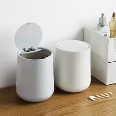 Nordic Mini Desktop lata de lixo bonito pequena mesa café criativa com tampa armazenamento mesa cabeceira do agregado fa