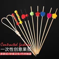 Vara de frutas descartável vara de bambu garfo de frutas arte de madeira garfo Cocktail decoração vara japonês criativo