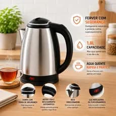 Chaleira Termica 1.8 2.0 Litros Com Tampa Desliga Automatico 110V 200V Inox