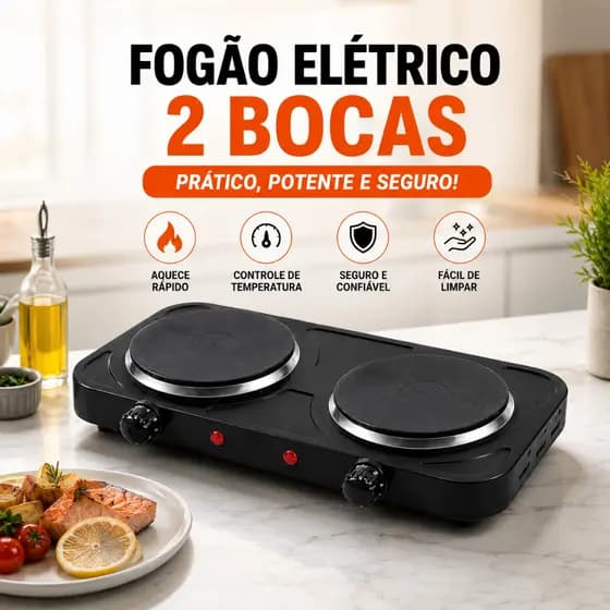 Fogareiro Elétrico Indução Fogão 2 Bocas 110V 220V Cooktop Acampamento Externo 2000W