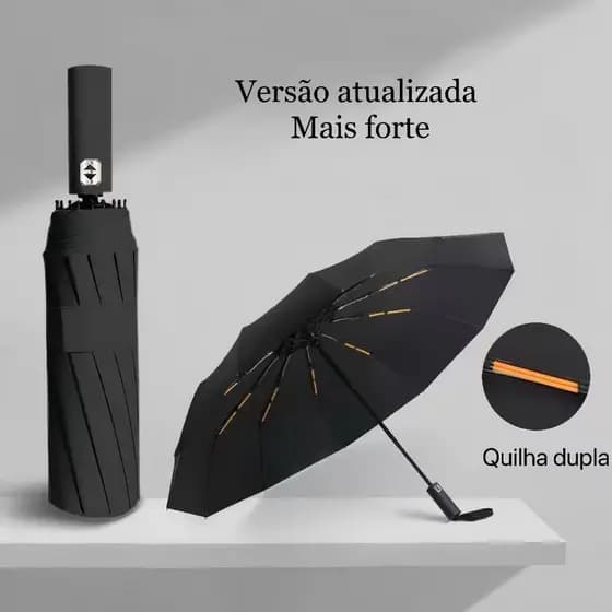 Guarda-Chuva Automático Resistente ao Vento - Abre e Fecha com 1 Botão, Dupla Vareta, Proteção UV