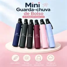 Guarda Chuva Liso Grande Reforçado Cabo Cromado Automático Contra Vento Com Proteção Solar Hastes Duplas Unissex