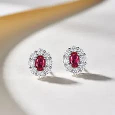 Brincos de rubi em prata esterlina S925, joias elegantes e simples, adequados como presentes por atacado para estudantes
