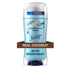 Desodorante Feminino Secret Sem Alumínio, Aroma de Coco, 2,4 onças