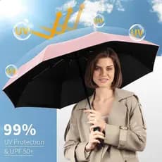 Guarda-chuva de viagem à prova de vento, guarda-chuvas automáticos para chuva, portátil e compacto.