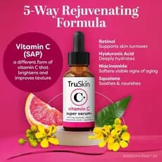 Super Sérum Facial de Vitamina C TruSkin - Cinco Benefícios para a Pele em um Só Sérum com Vitamina C, Retinol, Niacinam