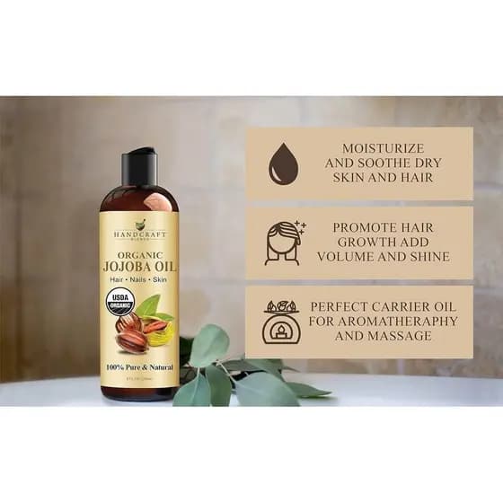 Óleo de jojoba orgânico americano misturado manualmente |   Prensagem a frio |   8 onças |   100% natural |   Para uso n
