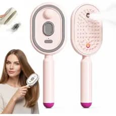 Escova de Cabelo Recarregável 3 em 1 com Limpeza Automática e Spray de Água, Nova Escova Elétrica a Vapor 2026 para Cabe