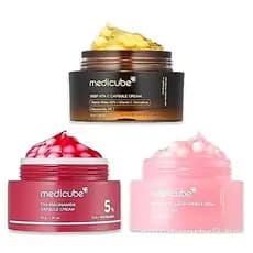 medicube Capsule Cream Trio: TXA + Niacinamida, Vitamina C Profunda e Creme em Cápsulas de DNA de Salmão PDRN |   Conjun