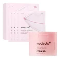medicube Pink PDRN Day & Night Gel Duo: Máscara em gel de colágeno rosa com PDRN de DNA de salmão (4 unidades) e Almofad