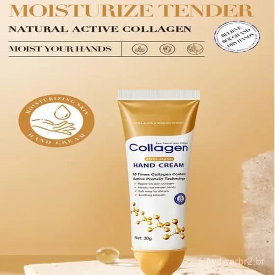 Creme para as Mãos Anti-Envelhecimento com Colágeno, Conteúdo de Colágeno 10 Vezes Superior, Suplemento de Colágeno, Hid