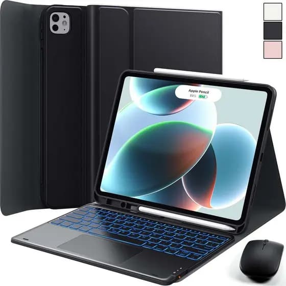 Trackpad Retroiluminado Capa De Teclado+Mouse Para iPad Air 8/7/6/5/4/3/2, iPad 11/10/9/8/7/6/5,iPad Pro 11,Mini 7/6