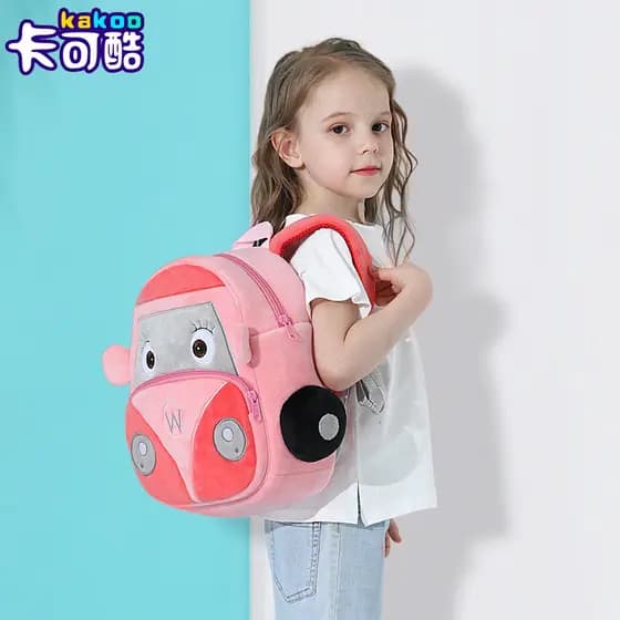 Novo bonito 3D tridimensional pelúcia carro de viagem crianças mochila das mulheres dos homens saco de brinquedo mochila
