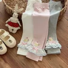 Doce Xiaosi meninas moda primavera outono estilo versão coreana crianças rendas Leggings bebê menina estiramento magro-a