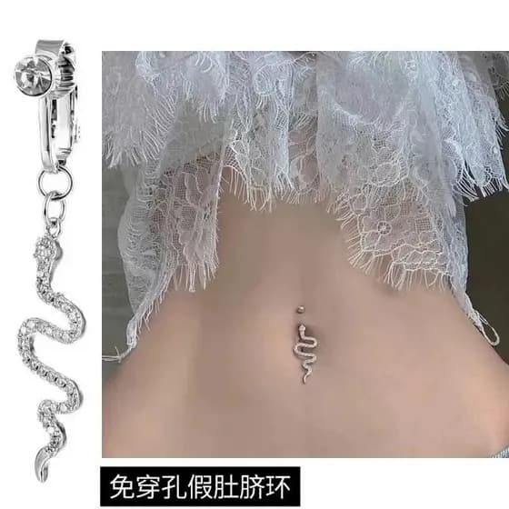 | 【piercing umbigo】 | bijuterias femininas ✳Prego de umbigo de cobra sem perfuração, sem necessidade de perfurar garota