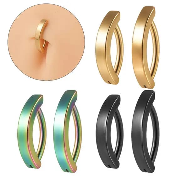 | 【piercing umbigo】 | bijuterias femininas ☚Novo estilo meio arco galvanoplastia cor fivela tipo umbigo prego quente men