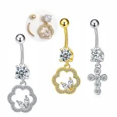 | 【piercing umbigo】 | bijuterias femininas ♔Novo estilo de unhas de barriga europeu americano Piercing jóias Micro-incru