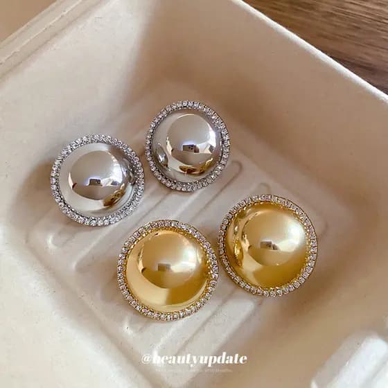 | kit brinco aço inoxidável | 【cartelas de brincos feminino】 ❖Agulha de prata diamante exagerado redondo brilhante super