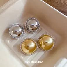 | kit brinco aço inoxidável | 【cartelas de brincos feminino】 ❖Agulha de prata diamante exagerado redondo brilhante super