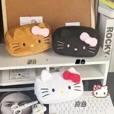 | 【pencil case】 | No kitty gato caso de lápis de pelúcia ins estilo japonês de alto valor bonito estudante papelaria sac