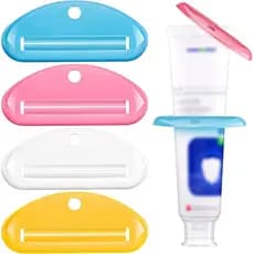 Conjunto de 4 peças para dispensar pasta de dente, espremedor de tubos de pasta de dente de plástico colorido, dispensad