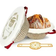 Conjunto de cestos para fermentação de pão, 2 cestos de pão acolchoados de corda de algodão, vem com capa de tecido e fi