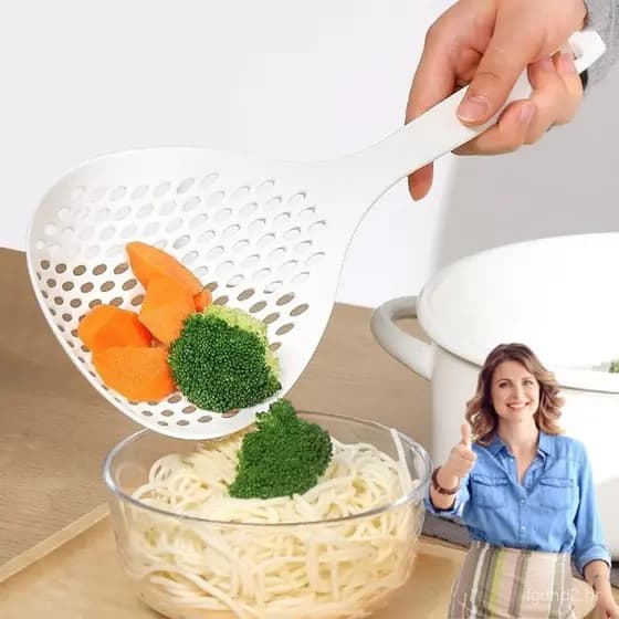Escumadeira Grande, Colher Perfurada, Pá de Cozimento, Utensílios de Cozinha para Cozinhar e Assar, Resistente ao Calor