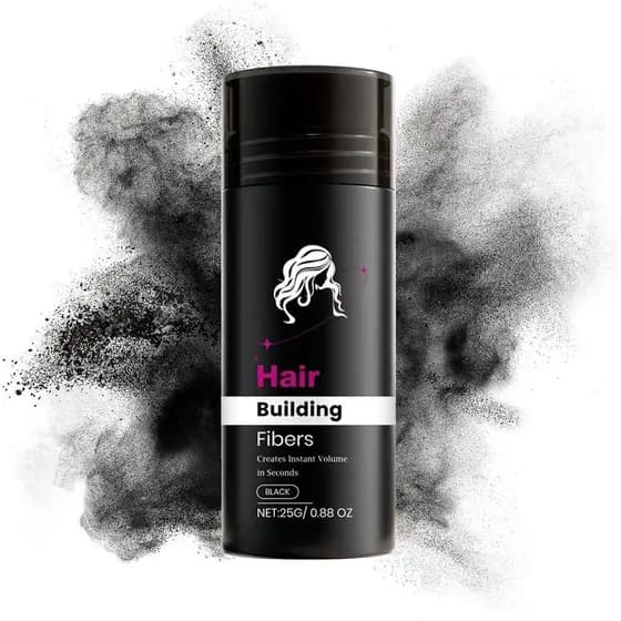 Pó Espessante para Cabelo Preto - Cobre instantaneamente as raízes do cabelo e preenche as linhas de cabelo esparsas - C