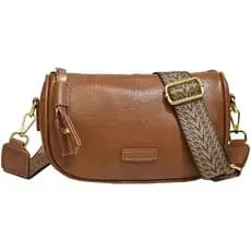 Bolsa de Ombro Casual Feminina Estilo Retrô em PU Encerado com Alça Larga Trançada, 3 Cores, Bolsa Clutch