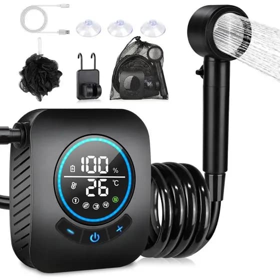 Chuveiro Portátil para Camping, [Atualizado] Chuveiro de Camping Recarregável Spopal 8000mAh com 5 Velocidades Ajustávei