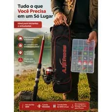 Kit De Pesca Vara 1,8m 1 Molinete 2000 +Linha pesca de 50m capa para vara + acessórios