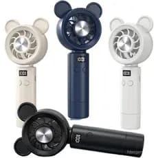 Ventilador Turbo Digital com Display, 100 Velocidades, Mini, Portátil, Recarregável, USB, Alta Velocidade, 1 Unidade (Az