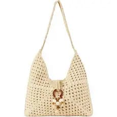 Bolsa de Crochê Peicees para o Verão, Bolsa Trançada Boho para Viagens, Praia, Férias, Cruzeiro, Bolsa de Ombro Tricotad