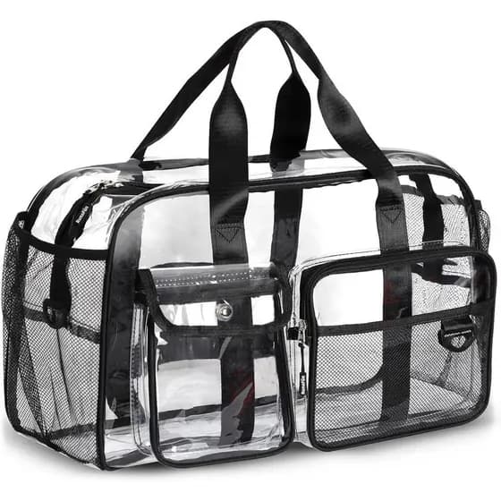 Bolsa de Viagem Transparente Grande e Resistente, Bolsa Transparente Extra Grande para Eventos em Estádios, Bolsa Transv