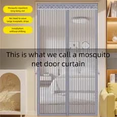 Cortina Mosquiteira de Malha Diamantada Modelo 2026 com Tiras Magnéticas Completas para Fechamento Automático, Porta Mos