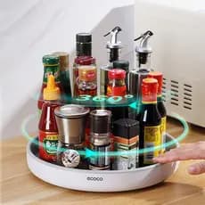 Prateleira de Armazenamento Multifuncional Rotativa para Uso Doméstico, Organizador de Temperos para Bancada de Cozinha