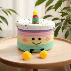 Cesto de armazenamento de tecido com estampa de desenho animado, caixa de armazenamento de objetos diversos para casa, c