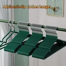 [10 peças] Cabides sem costura antiderrapantes para adultos, cabides revestidos de metal, cabides para roupas, resistent