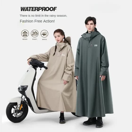 [Novo Upgrade] Capa de Chuva Adulto de Peça Única com Mangas e Capa Estendida, Equipamento de Proteção Contra Chuva Fort