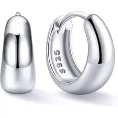 Brincos de Argola Grossos em Prata Esterlina 925 da ChicSilver para Mulheres, Brincos Huggie Pequenos e Espessos em Prat