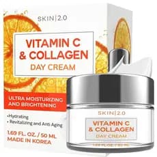 Hidratante Facial com Vitamina C e Colágeno 2.0 - Testado por Dermatologistas, Antienvelhecimento, Firmador - Iluminador