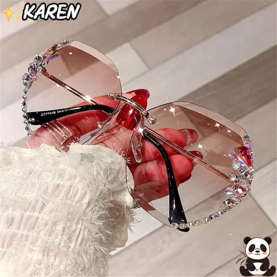 KAREN Óculos De Sol Rhinestone Nova Moda UV400 Femininos Eyewear Women P4DQ