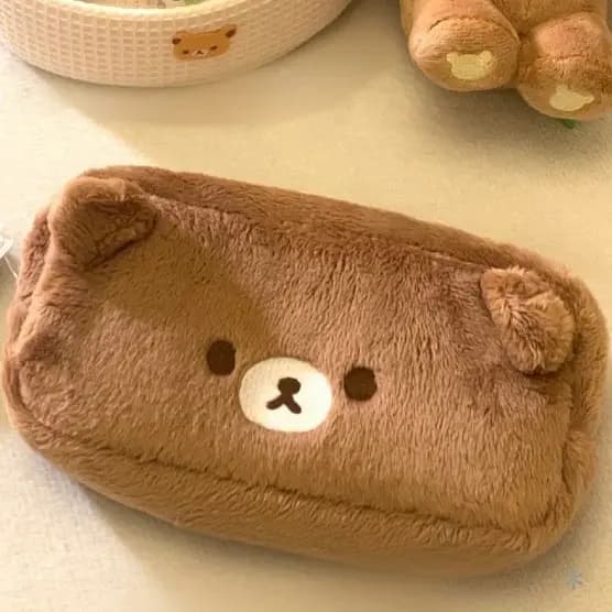 Estojo de pelúcia fofo do Rilakkuma, bolsa de armazenamento de material escolar estilo japonês AENJ