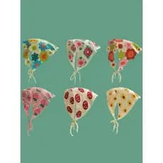 Cachecol Triangular Tricotado Estilo Campestre Francês, Decoração para a Cabeça e Adorável com Flor de Crochê 2HAR