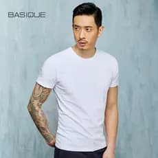 Camiseta masculina de manga curta Street Wear Yuanben verão em torno do pescoço magro-ajuste camiseta masculina na moda
