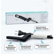 Alisador Portátil para Cabelo e Barba com Pente  Alisador Elétrico Masculino Escova Modela CHAPINHA