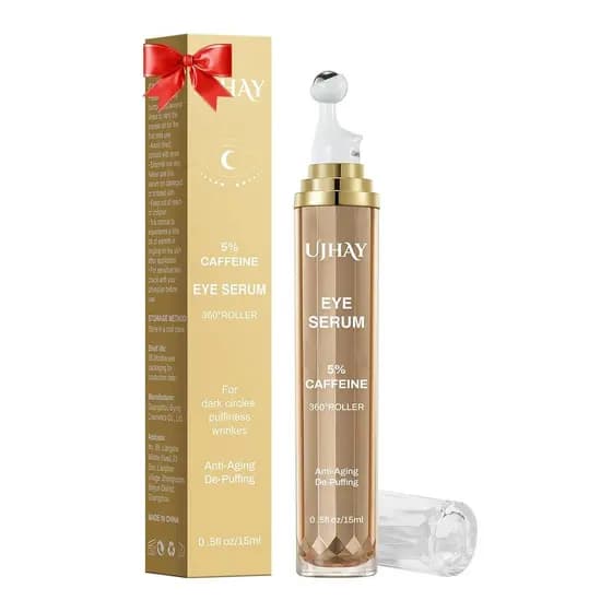 UJHAY Sérum para Olhos com 5% de Cafeína, para Olheiras, Inchaço e Linhas Finas, Sérum Roll-on para Olhos com 360° °   B