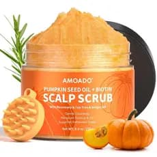 AMOADO Esfoliante Capilar, Esfoliante para Couro Cabeludo com Óleo de Semente de Abóbora, Biotina e Alecrim, Sem Sulfato