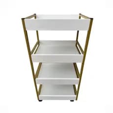 Carrinho Auxiliar 4 Bandejas com Rodinhas - Metalon MDF Profissional - Estilo Industrial para Salão de Beleza