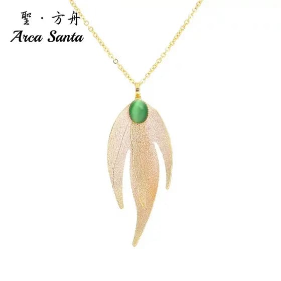 Colar de folha real Natural Xuanling folha real linda e elegante